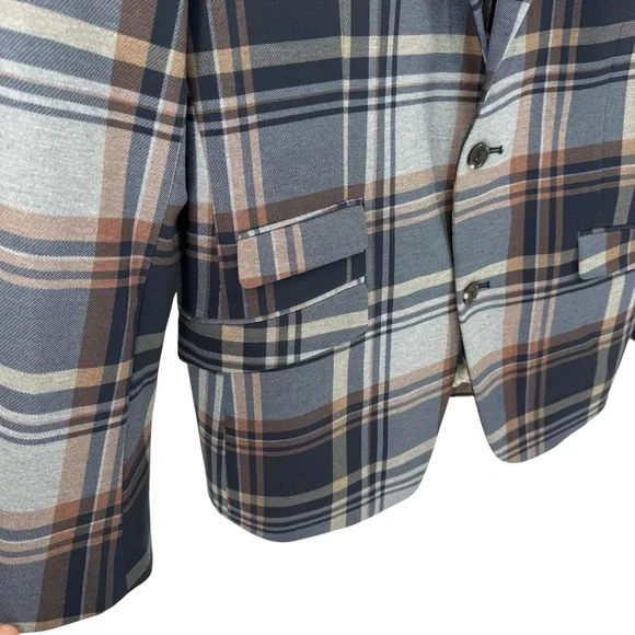 Paisley and Grey Slim Fit Plaid Blazer 44R